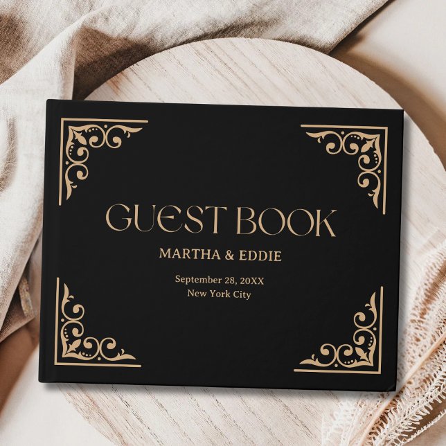 Libro De Visitas Modern Deco | Elegant Black and Gold Wedding (Subido por el creador)