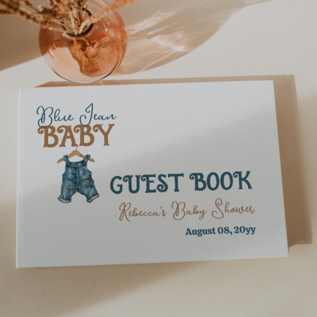 Libro De Visitas Modern Denim Boy Blue Jean Baby Shower (Subido por el creador)
