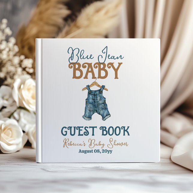 Libro De Visitas Modern Denim Boy Blue Jean Baby Shower (Subido por el creador)