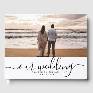 Libro De Visitas Modern Elegant Chic Handwritten Photo Wedding