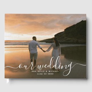 Libro De Visitas Modern Elegant Chic Handwritten Photo Wedding