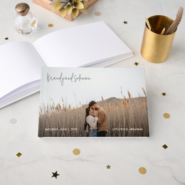 Libro De Visitas Modern Elegant Photo Wedding (Anverso Abierto)