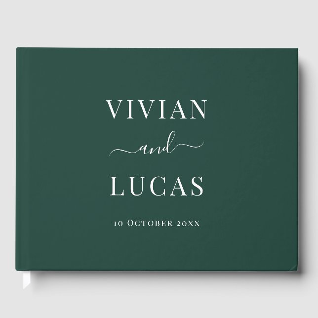 Libro De Visitas Modern Emerald Green Formal Minimal Boda (Anverso)