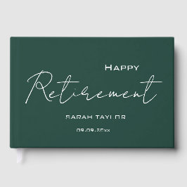 Libro De Visitas Modern Emerald Happy Retirement Personalized