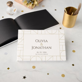 Libro De Visitas Modern Gold Ornaments Cream Wedding