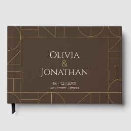 Libro De Visitas Modern Gold Ornaments Dark Brown Wedding