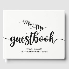 Libro De Visitas Modern Handwriter Mr. y Mr. Boda Guestbook