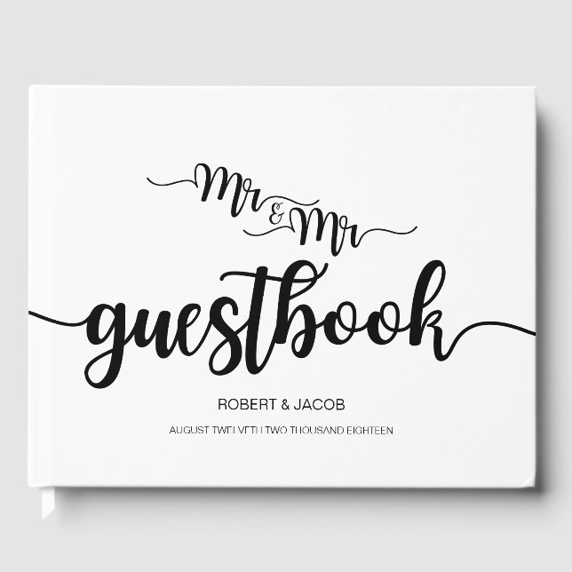 Libro De Visitas Modern Handwriter Mr. y Mr. Boda Guestbook (Anverso)