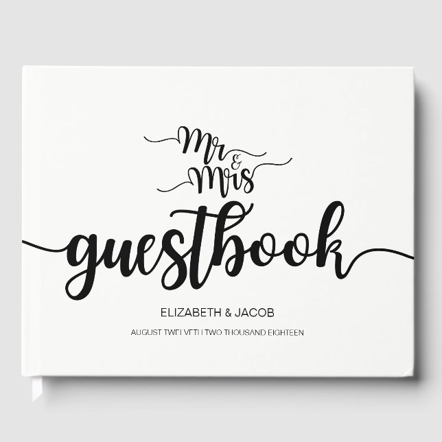 Libro De Visitas Modern Handwriter Mr. y Mrs. Boda Guestbook (Anverso)
