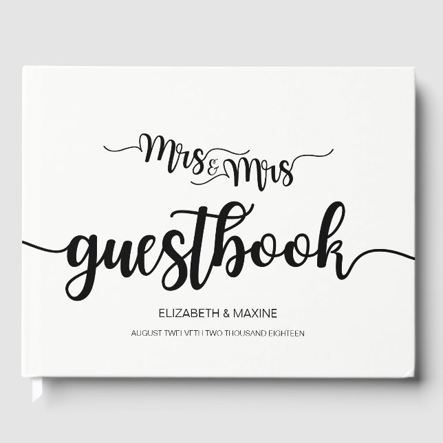 Libro De Visitas Modern Handwriter Mrs. y Mrs. Boda Guestbook (Anverso)