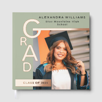 Libro De Visitas Modern Jade Graduation Photo Rose Gold