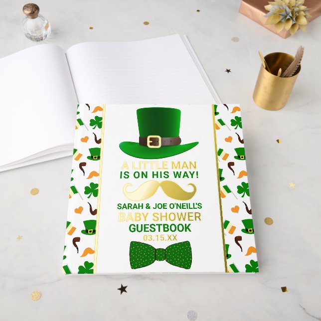 Libro De Visitas Modern Leprechaun St. Patrick's Day Baby Shower (Anverso Abierto)