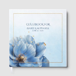 Libro De Visitas Modern Minimalist Gold and Blue Poppy Ornament