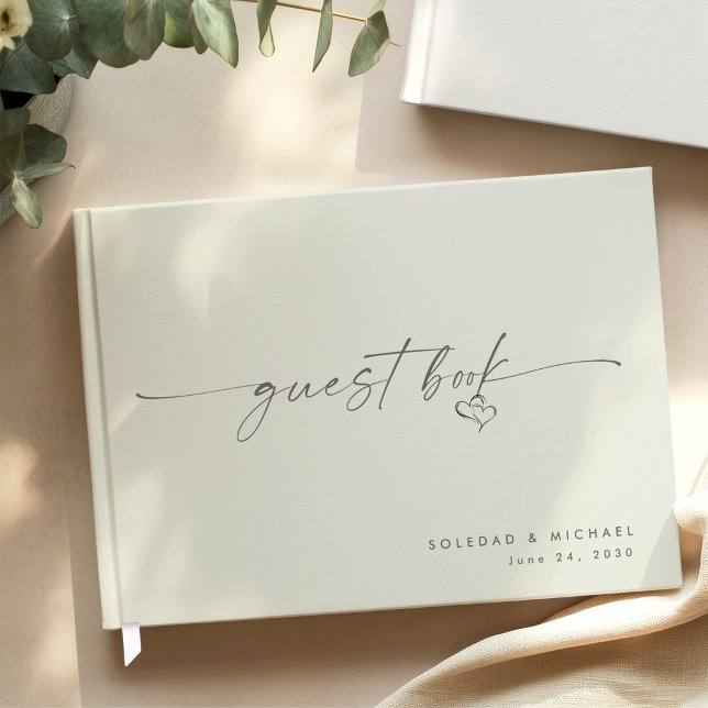 Libro De Visitas Modern Minimalist Heart Script Wedding  (Subido por el creador)