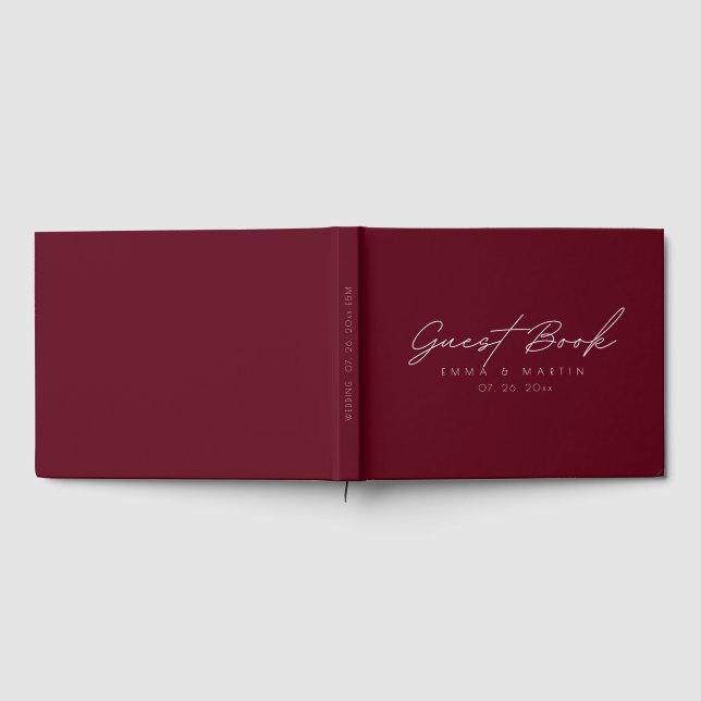 Libro De Visitas Modern & Minimalist Maroon Script  Wedding (Lleno)