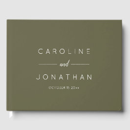 Libro De Visitas Modern Minimalist Script Custom Wedding Olive Moss