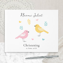 Libro De Visitas Modern Scandi Pastel Birds Baby Girl Christening