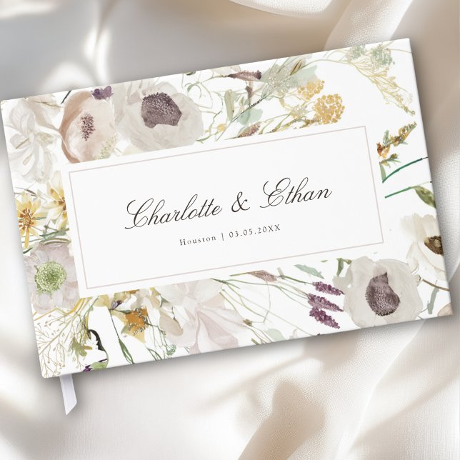 Libro De Visitas Modern Spring Wedding (Modern Spring Boho Floral Watercolor Wedding Guest Book)