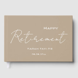 Libro De Visitas Modern Taupe White Happy Retirement Personalized
