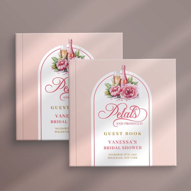 Libro De Visitas Modern trendy blush and gold petals prosecco (Modern trendy blush and gold petals prosecco Guest Book)