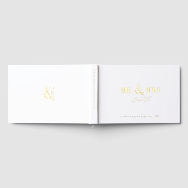 Libro De Visitas Modern typography minimalist Mr and Mrs Wedding (Lleno)