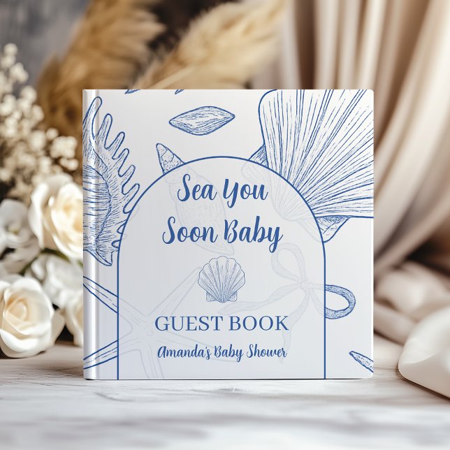 Libro De Visitas Modern Under The Sea You Soon Blue Boy Baby Shower (Subido por el creador)