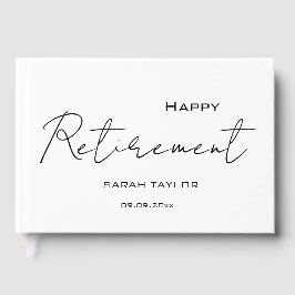 Libro De Visitas Modern White Black Happy Retirement Personalized
