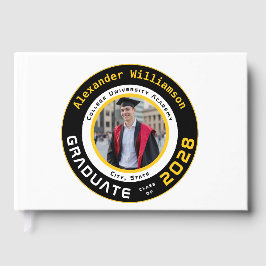 Libro De Visitas Modern White Black Yellow Graduation Photo