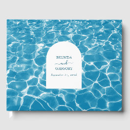 Libro De Visitas Moderna acuarela Blue Ocean Beach Wedding