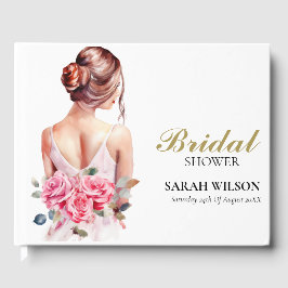 Libro De Visitas Moderna acuarela Boda rosa ducha de novia