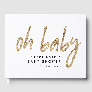 Libro De Visitas Moderna Baby Shower Género Neutral Glam Gold