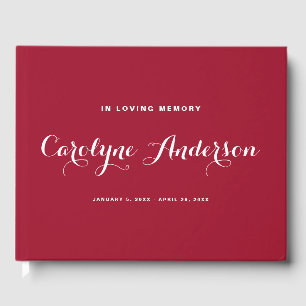 Libro De Visitas Moderna Caligrafía Roja En Funeral Fotográfico Mem
