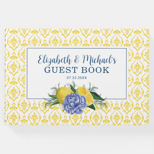 Libro De Visitas Moderna ducha con limón floral (Anverso)