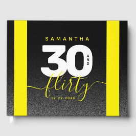 Libro De Visitas Moderna Girly Brillante Amarillo 30 y Flirty