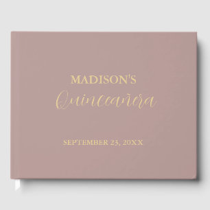 Libro De Visitas Moderna quinceañera de Rubor rosa Minimalista