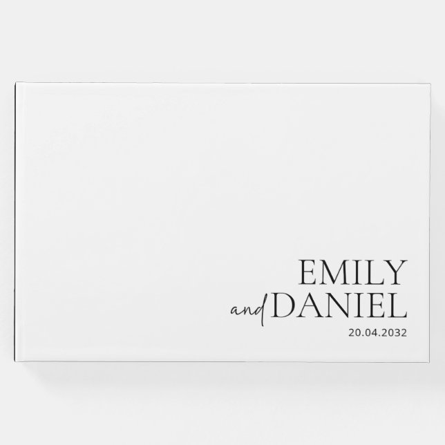 Libro De Visitas Moderna, sencilla, blanca y negra (Anverso)