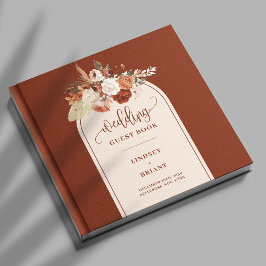 Libro De Visitas Moderna Terracotta Pampas Boda del Boho Arch Grass