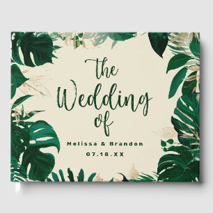 Libro De Visitas Moderna vegetación tropical con Boda de oro