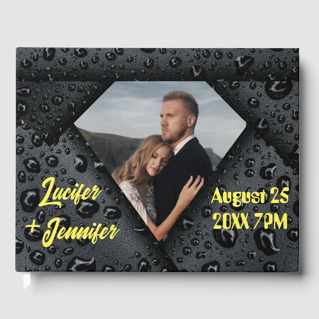 Libro De Visitas Moderna y elegante Boda personalizada de diamante  (Anverso)