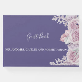 Libro De Visitas Moderna y elegante moda Marco violeta Floral