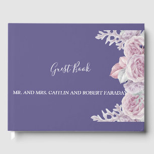 Libro De Visitas Moderna y elegante moda Marco violeta Floral
