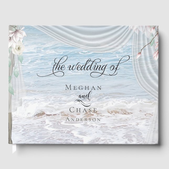 Libro De Visitas Moderno Beach Waves Driftwood Arbor (Anverso)