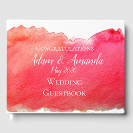 Libro De Visitas Moderno boda de arte de color rojo