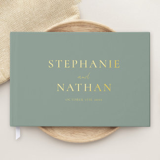 Libro De Visitas Moderno Boda de Relieve metalizado dorado Minimali
