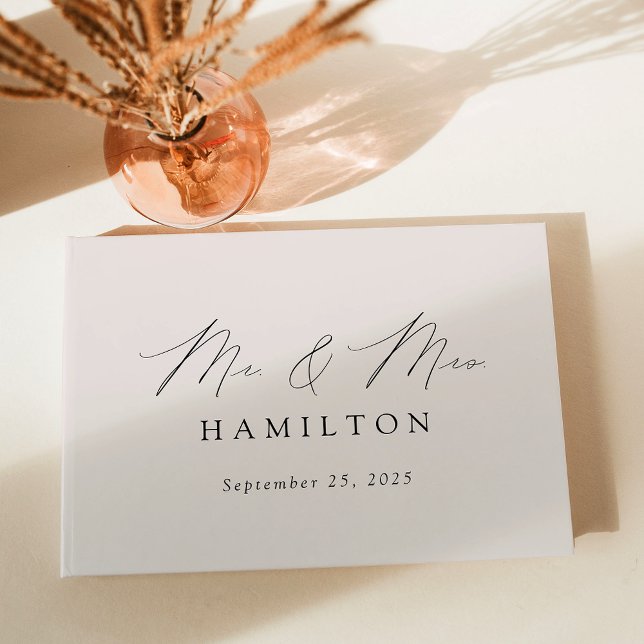 Libro De Visitas Moderno Boda elegante de escritura crema de escrit (Subido por el creador)