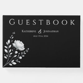 Libro De Visitas Moderno Boda elegante en blanco y negro