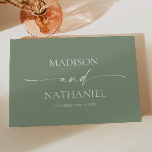 Libro De Visitas Moderno Boda elegante Minimalista Sage Green