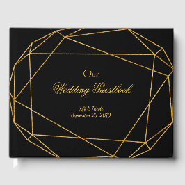 Libro De Visitas Moderno Boda elegante negro y oro