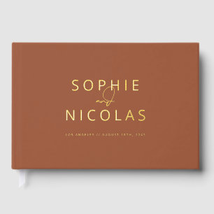 Libro De Visitas Moderno Boda Minimalista de fotografía en Terracot