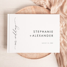 Libro De Visitas Moderno Boda Minimalista simple negro y blanco